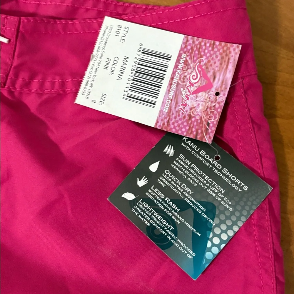 Kanu NWT Marina Surf Fuchsia Board Shorts Size 8